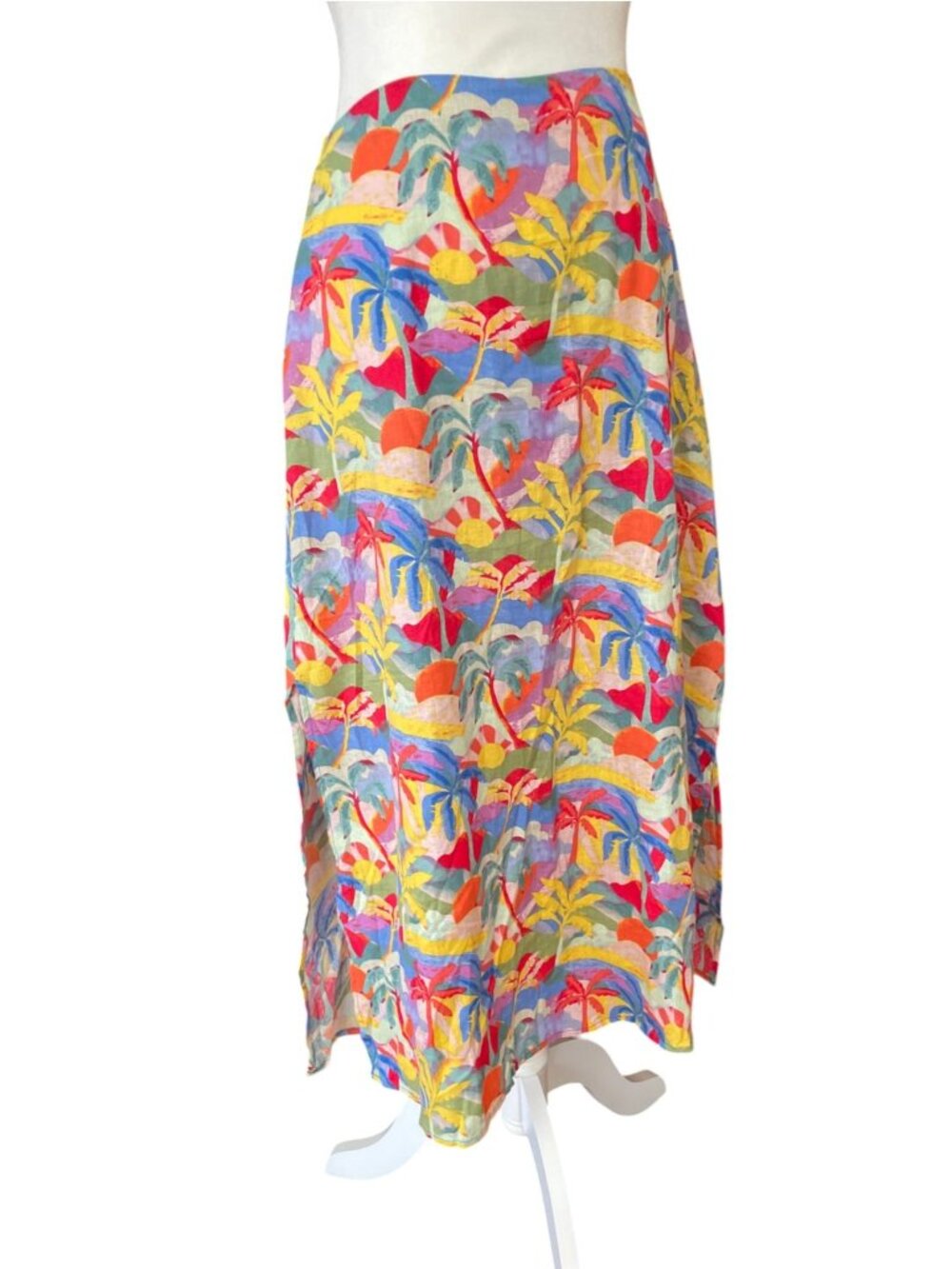 NWT Marine Layer Ryan Midi Slip Skirt Tropical Palm SZ 6 Vacation Wear - Picture 2 of 12